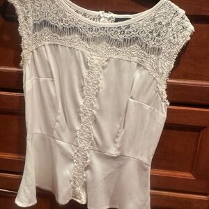 Nicole Miller Ivory Lace-Trim Camisole
